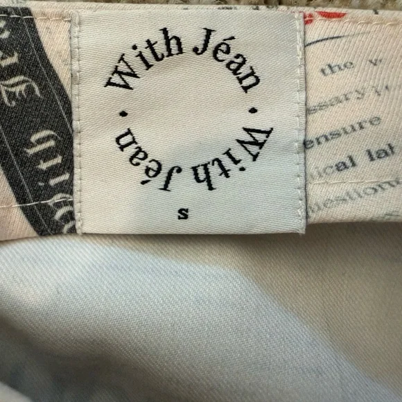 With Jean Safety Pin Mini Skirt Read All About It. size S - Picture 2 of 4